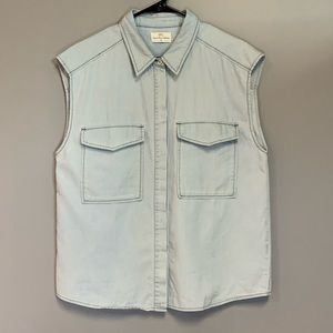 Sleeveless Cotton Jean Shirt